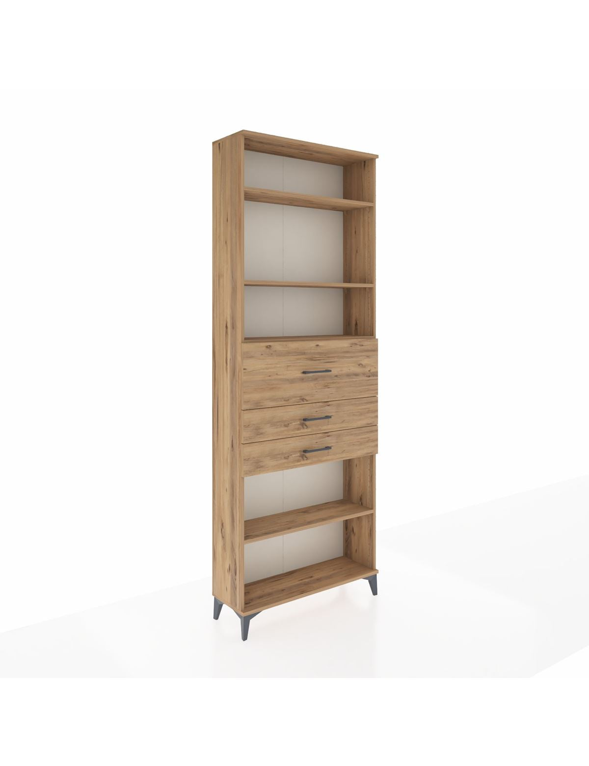 Arges Dolap 4 Raflı 3 Çekmeceli 88x30x243 Çam-Çam