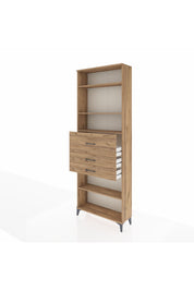 Arges Dolap 4 Raflı 3 Çekmeceli 88x30x243 Çam-Çam