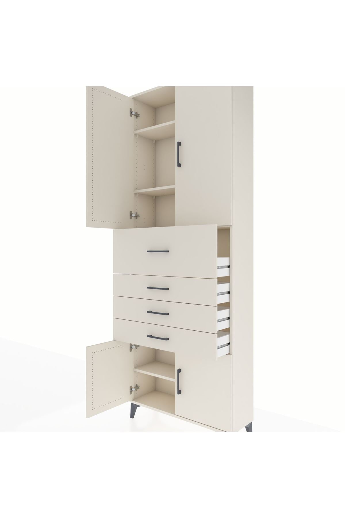 Arges Dolap 4 Raflı 4 Çekmeceli 4 Kapaklı 88x30x243 Aytaşı-Aytaşı