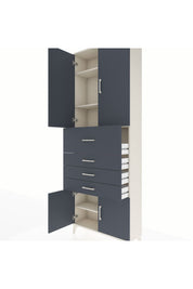 Arges Dolap 4 Raflı 4 Çekmeceli 4 Kapaklı 88x30x243 Aytaşı-Antrasit