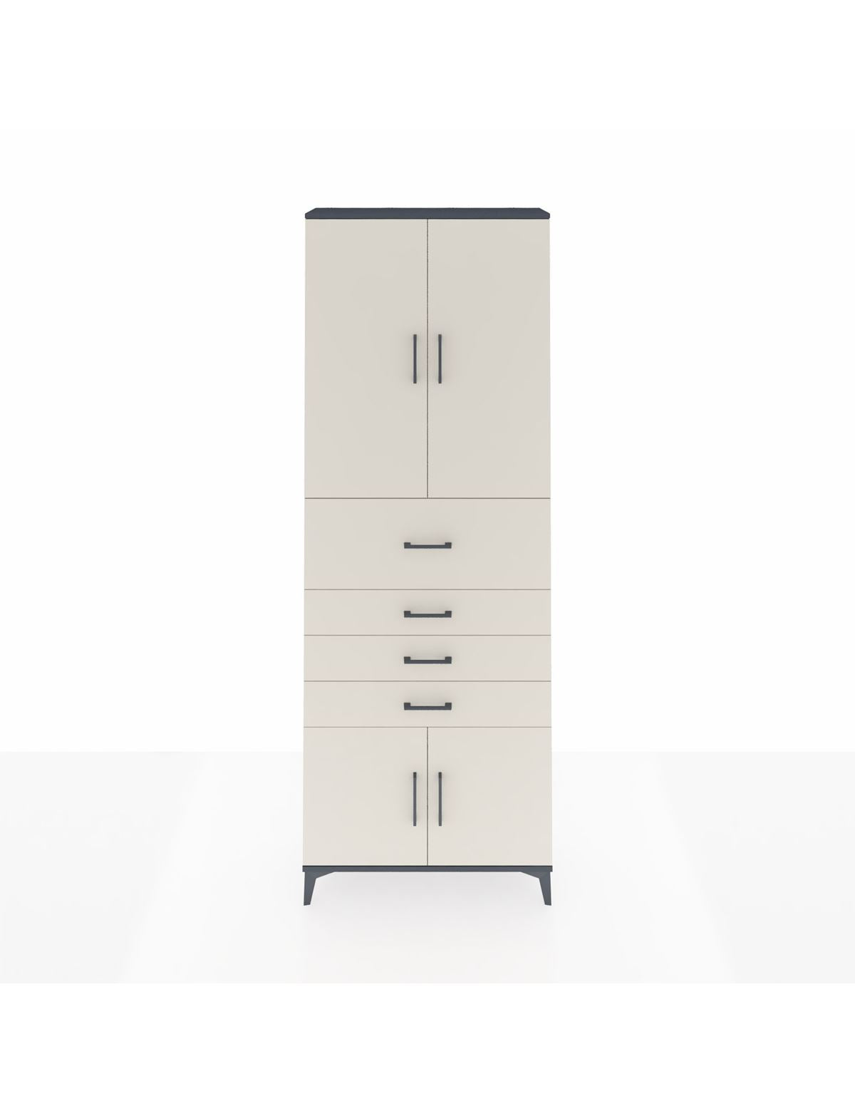 Arges Dolap 4 Raflı 4 Çekmeceli 4 Kapaklı 88x30x243 Antrasit-Aytaşı