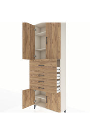 Arges Dolap 4 Raflı 4 Çekmeceli 4 Kapaklı 88x30x243 Aytaşı-Çam