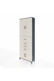 Arges Dolap 4 Raflı 4 Çekmeceli 4 Kapaklı 88x30x243 Antrasit-Aytaşı