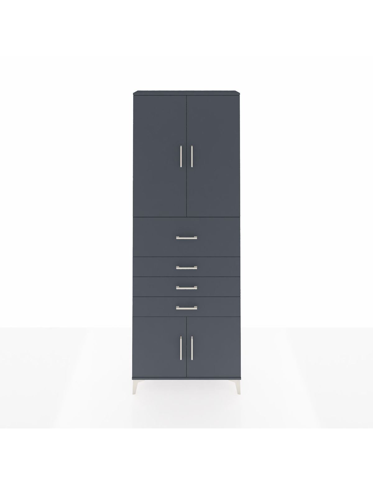 Arges Dolap 4 Raflı 4 Çekmeceli 4 Kapaklı 88x30x243 Antrasit-Antrasit