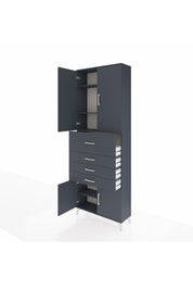 Arges Dolap 4 Raflı 4 Çekmeceli 4 Kapaklı 88x30x243 Antrasit-Antrasit