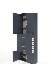 Arges Dolap 4 Raflı 4 Çekmeceli 4 Kapaklı 88x30x243 Antrasit-Antrasit