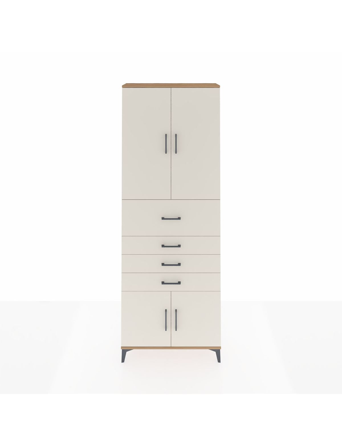 Arges Dolap 4 Raflı 4 Çekmeceli 4 Kapaklı 88x30x243 Çam-Aytaşı