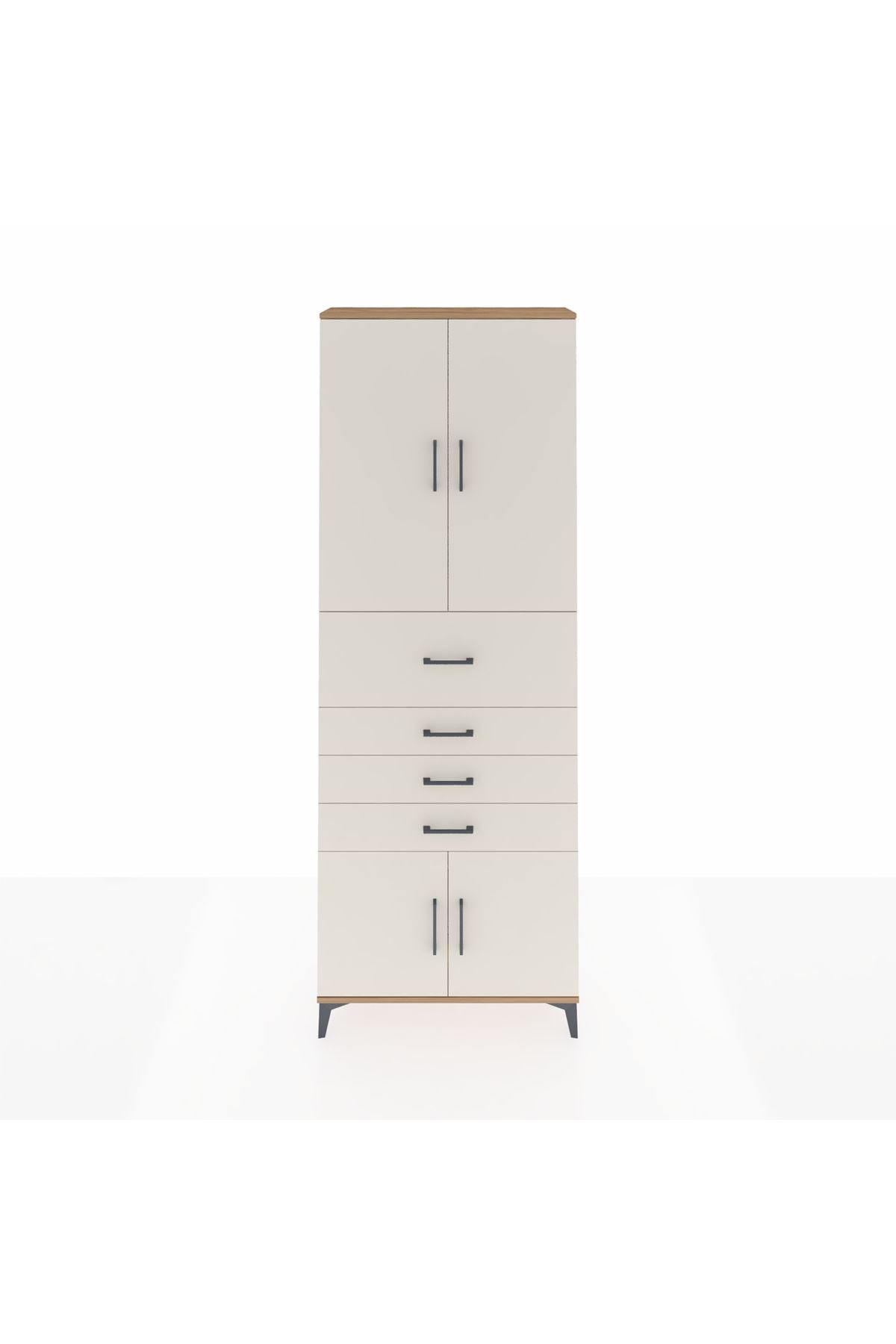 Arges Dolap 4 Raflı 4 Çekmeceli 4 Kapaklı 88x30x243 Çam-Aytaşı