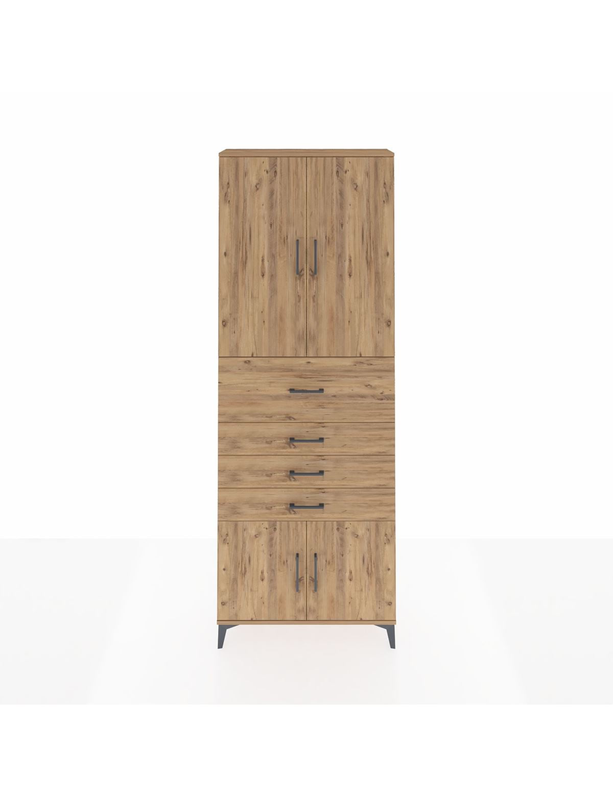 Arges Dolap 4 Raflı 4 Çekmeceli 4 Kapaklı 88x30x243 Çam-Çam