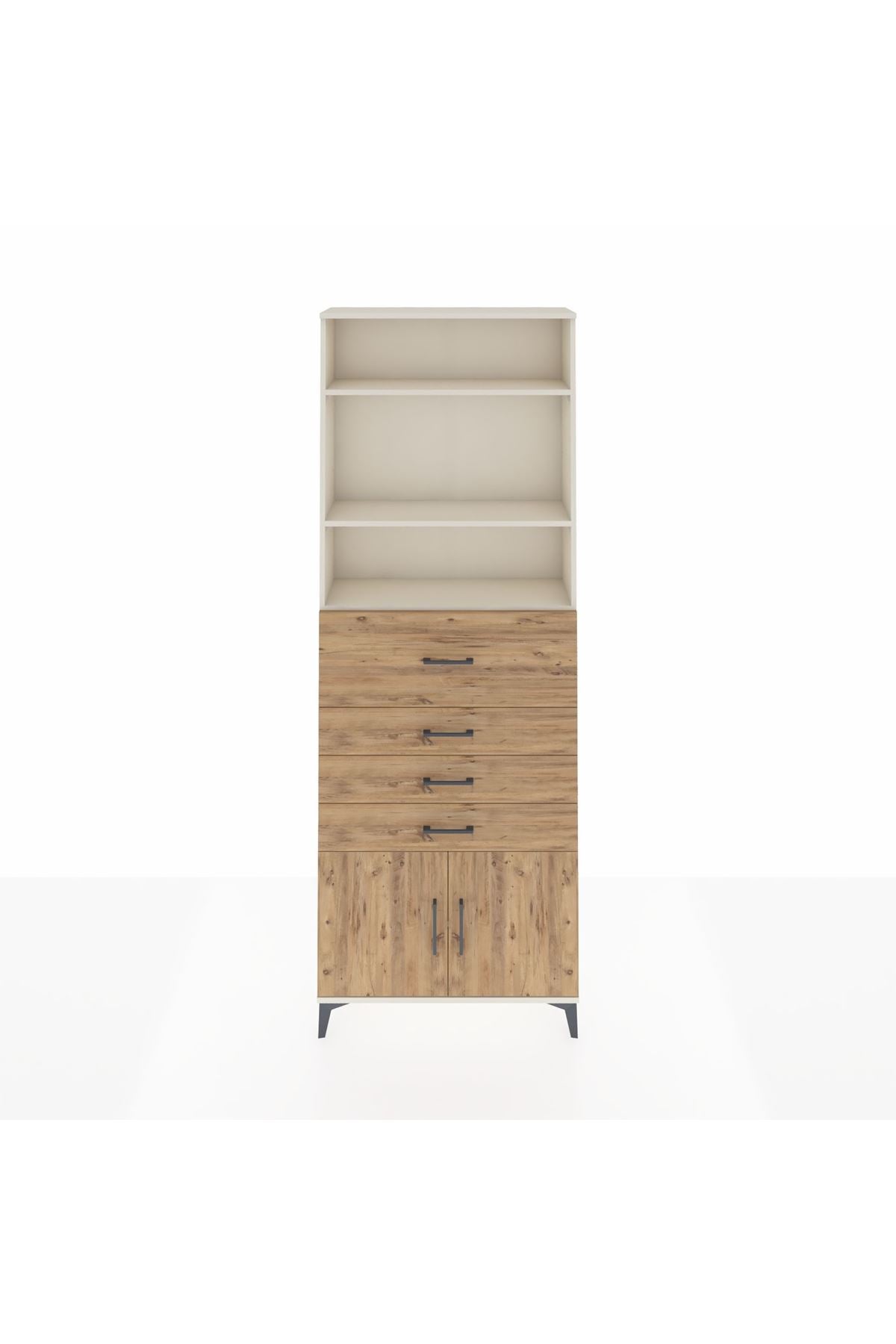 Arges Dolap 4 Raflı 4 Çekmeceli 2 Kapaklı 88x30x243 Aytaşı-Çam