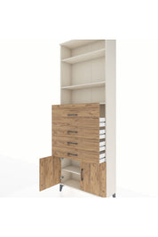 Arges Dolap 4 Raflı 4 Çekmeceli 2 Kapaklı 88x30x243 Aytaşı-Çam