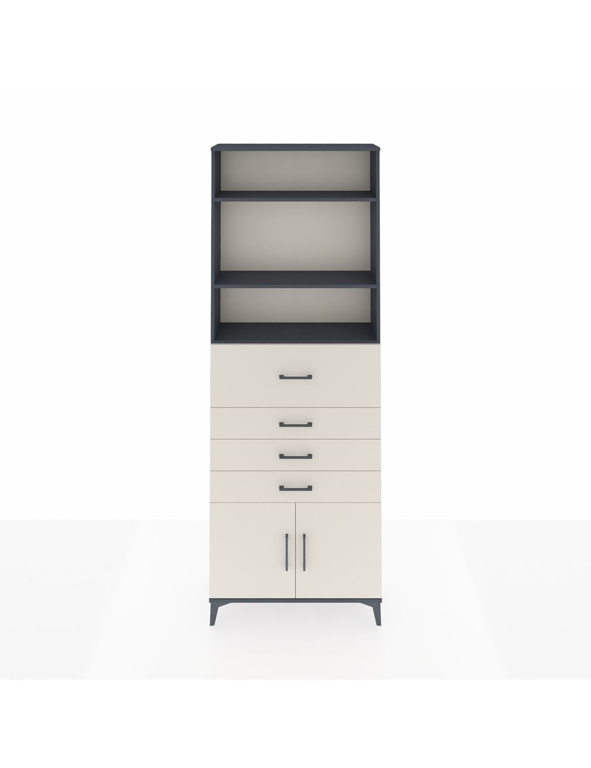 Arges Dolap 4 Raflı 4 Çekmeceli 2 Kapaklı 88x30x243 Antrasit-Aytaşı