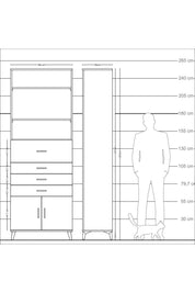 Arges Dolap 4 Raflı 4 Çekmeceli 2 Kapaklı 88x30x243 Antrasit-Aytaşı