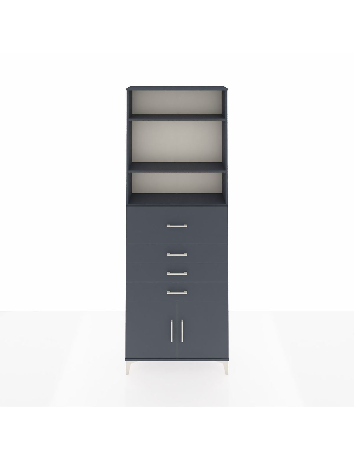 Arges Dolap 4 Raflı 4 Çekmeceli 2 Kapaklı 88x30x243 Antrasit-Antrasit