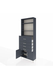 Arges Dolap 4 Raflı 4 Çekmeceli 2 Kapaklı 88x30x243 Antrasit-Antrasit