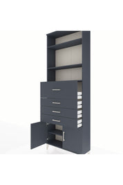 Arges Dolap 4 Raflı 4 Çekmeceli 2 Kapaklı 88x30x243 Antrasit-Antrasit