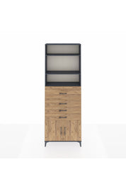 Arges Dolap 4 Raflı 4 Çekmeceli 2 Kapaklı 88x30x243 Antrasit-Çam