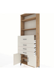 Arges Dolap 4 Raflı 4 Çekmeceli 2 Kapaklı 88x30x243 Çam-Aytaşı