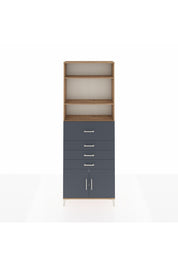 Arges Dolap 4 Raflı 4 Çekmeceli 2 Kapaklı 88x30x243 Çam-Antrasit