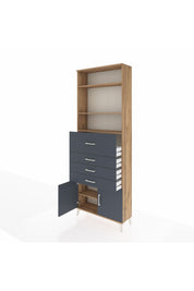 Arges Dolap 4 Raflı 4 Çekmeceli 2 Kapaklı 88x30x243 Çam-Antrasit