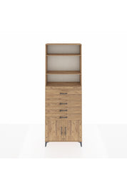 Arges Dolap 4 Raflı 4 Çekmeceli 2 Kapaklı 88x30x243 Çam-Çam