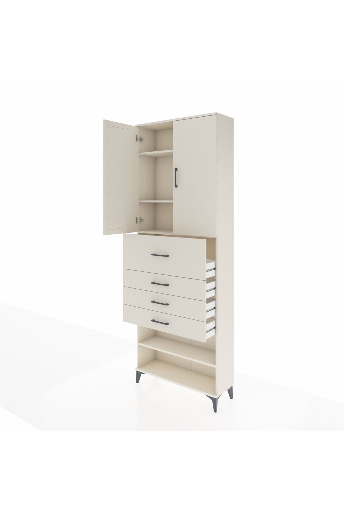 Arges Dolap 4 Raflı 4 Çekmeceli 2 Kapaklı 88x30x243 Aytaşı-Aytaşı