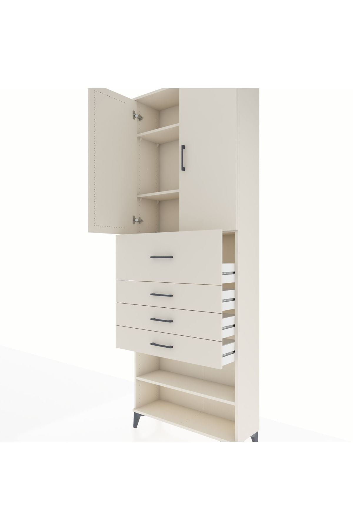 Arges Dolap 4 Raflı 4 Çekmeceli 2 Kapaklı 88x30x243 Aytaşı-Aytaşı