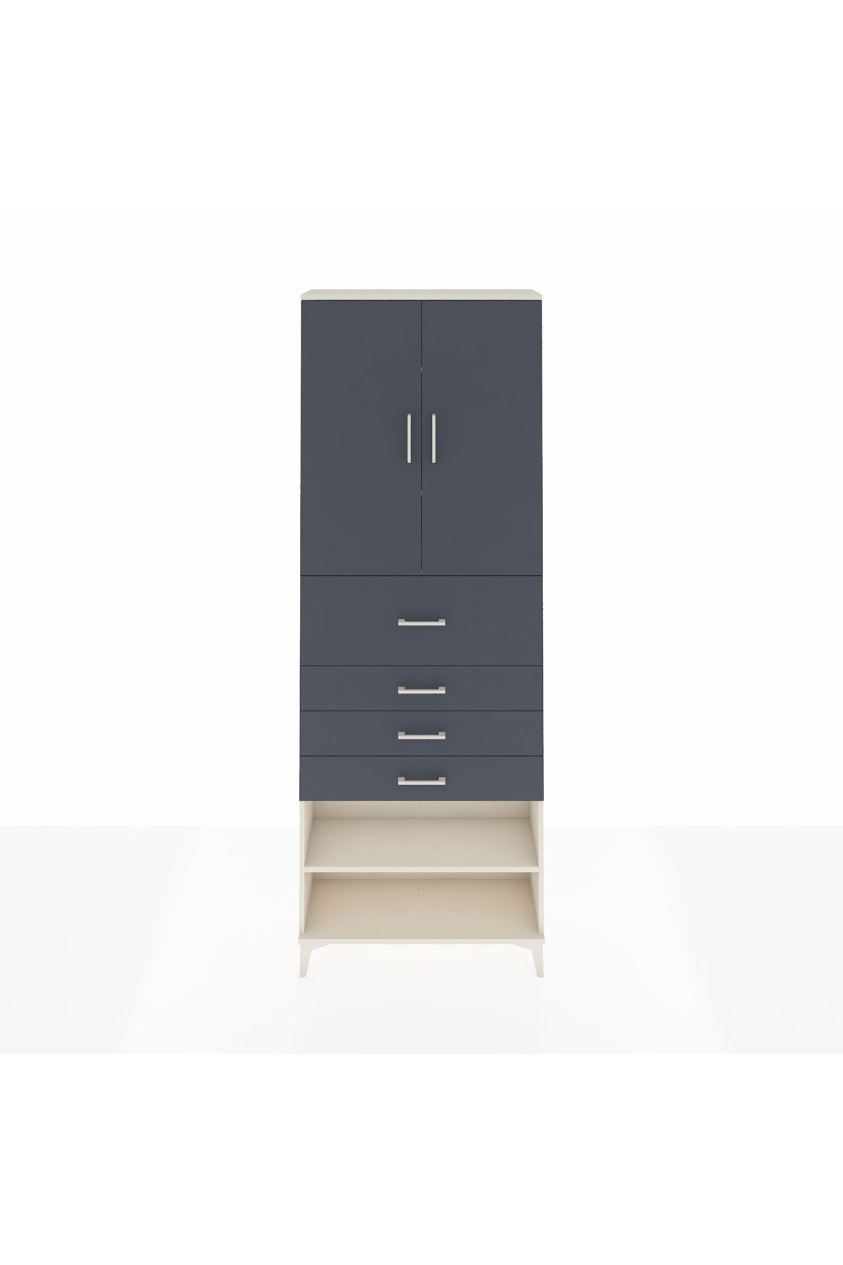 Arges Dolap 4 Raflı 4 Çekmeceli 2 Kapaklı 88x30x243 Aytaşı-Antrasit