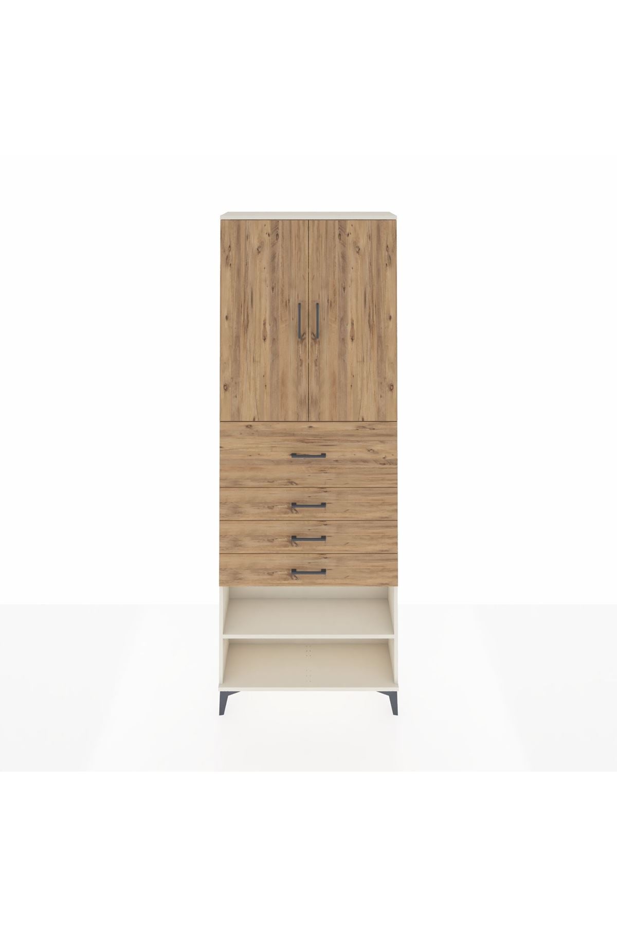 Arges Dolap 4 Raflı 4 Çekmeceli 2 Kapaklı 88x30x243 Aytaşı-Çam