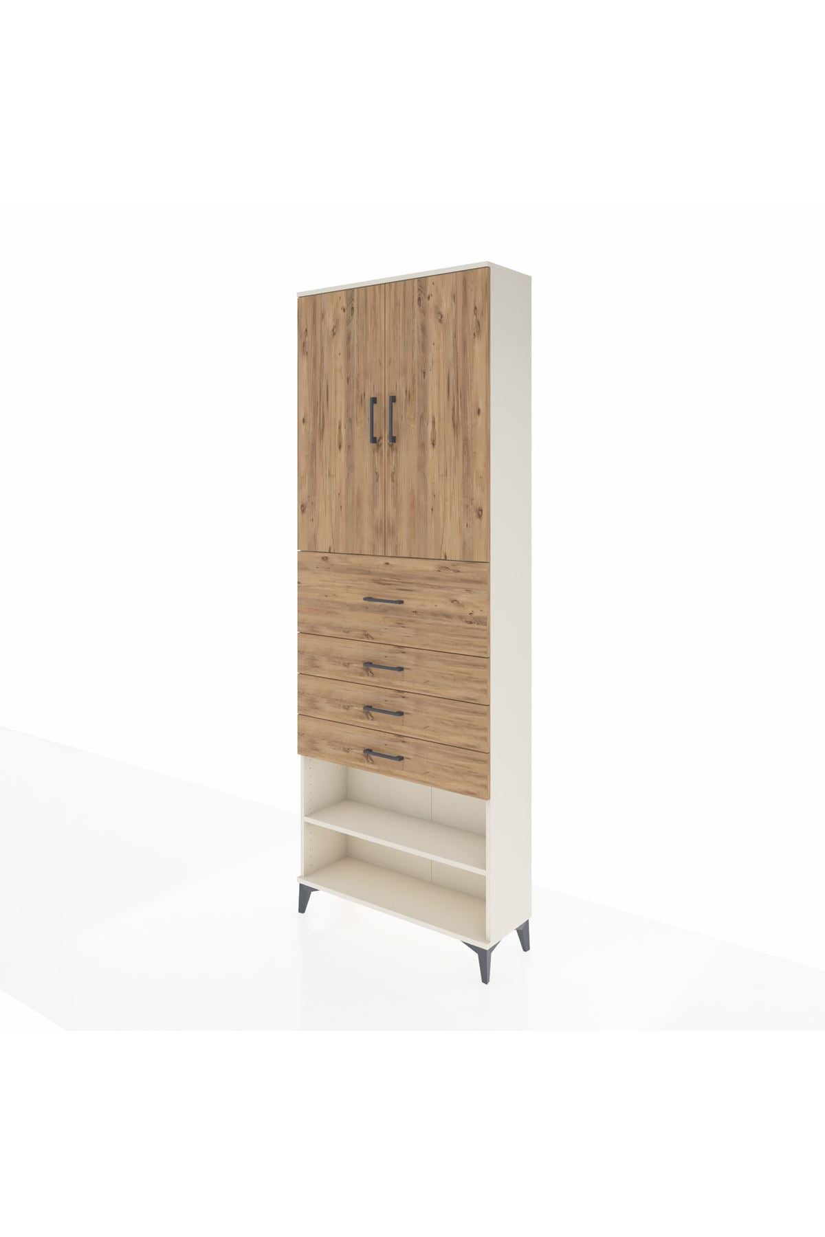 Arges Dolap 4 Raflı 4 Çekmeceli 2 Kapaklı 88x30x243 Aytaşı-Çam