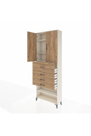 Arges Dolap 4 Raflı 4 Çekmeceli 2 Kapaklı 88x30x243 Aytaşı-Çam