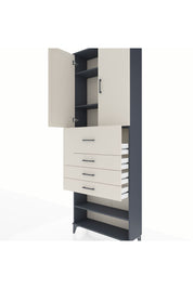 Arges Dolap 4 Raflı 4 Çekmeceli 2 Kapaklı 88x30x243 Antrasit-Aytaşı