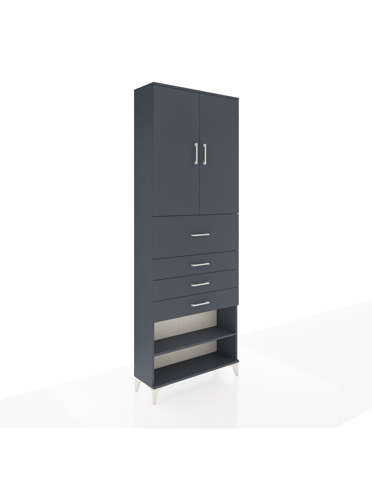 Arges Dolap 4 Raflı 4 Çekmeceli 2 Kapaklı 88x30x243 Antrasit-Antrasit