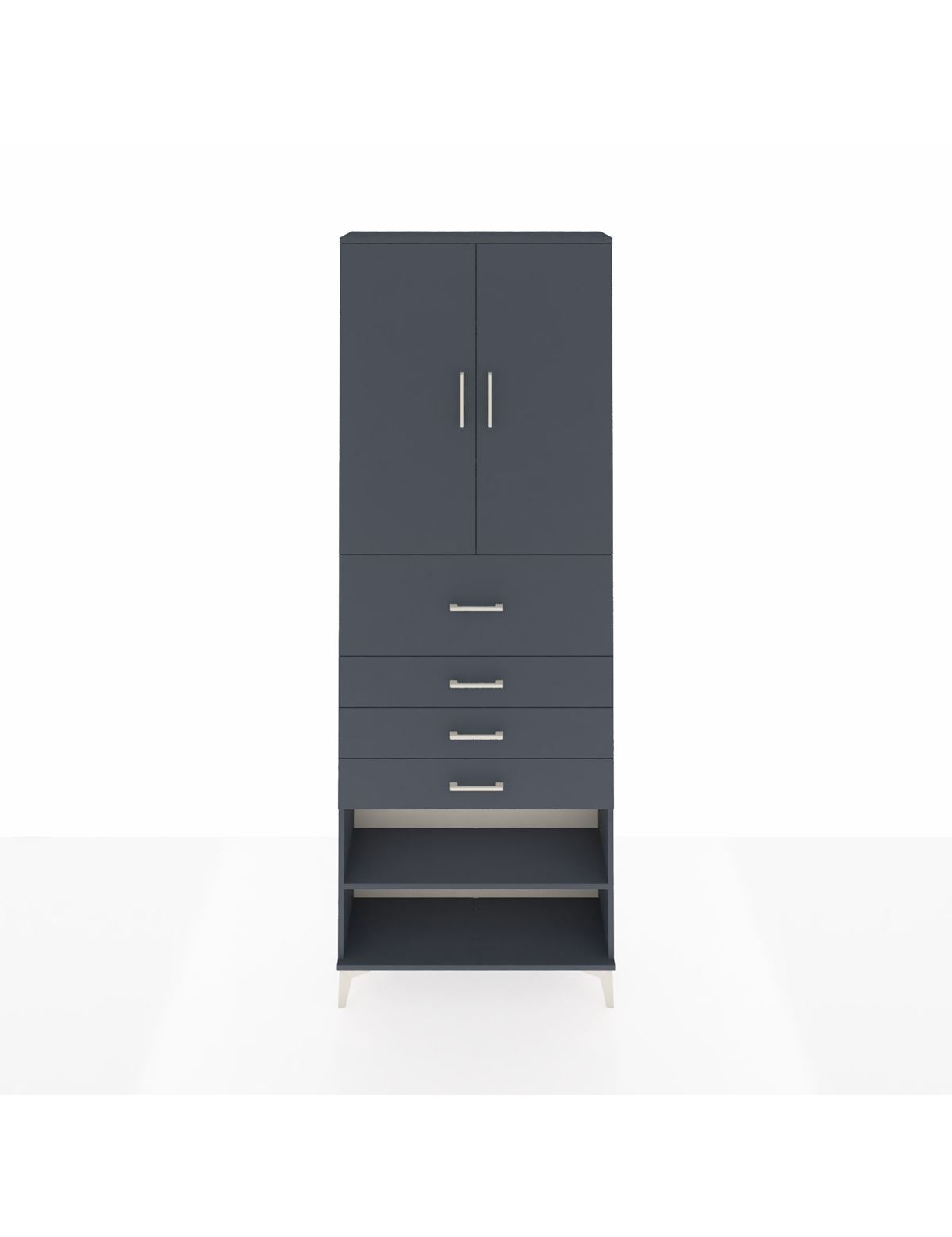 Arges Dolap 4 Raflı 4 Çekmeceli 2 Kapaklı 88x30x243 Antrasit-Antrasit