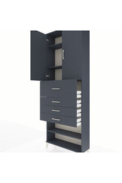 Arges Dolap 4 Raflı 4 Çekmeceli 2 Kapaklı 88x30x243 Antrasit-Antrasit