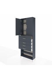 Arges Dolap 4 Raflı 4 Çekmeceli 2 Kapaklı 88x30x243 Antrasit-Antrasit