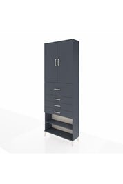 Arges Dolap 4 Raflı 4 Çekmeceli 2 Kapaklı 88x30x243 Antrasit-Antrasit