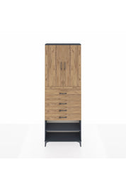 Arges Dolap 4 Raflı 4 Çekmeceli 2 Kapaklı 88x30x243 Antrasit-Çam