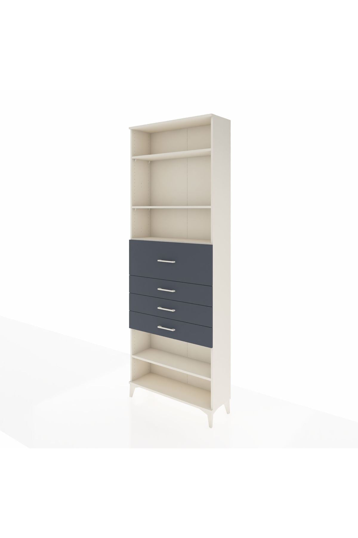 Arges Dolap 4 Raflı 4 Çekmeceli 88x30x243 Aytaşı-Antrasit