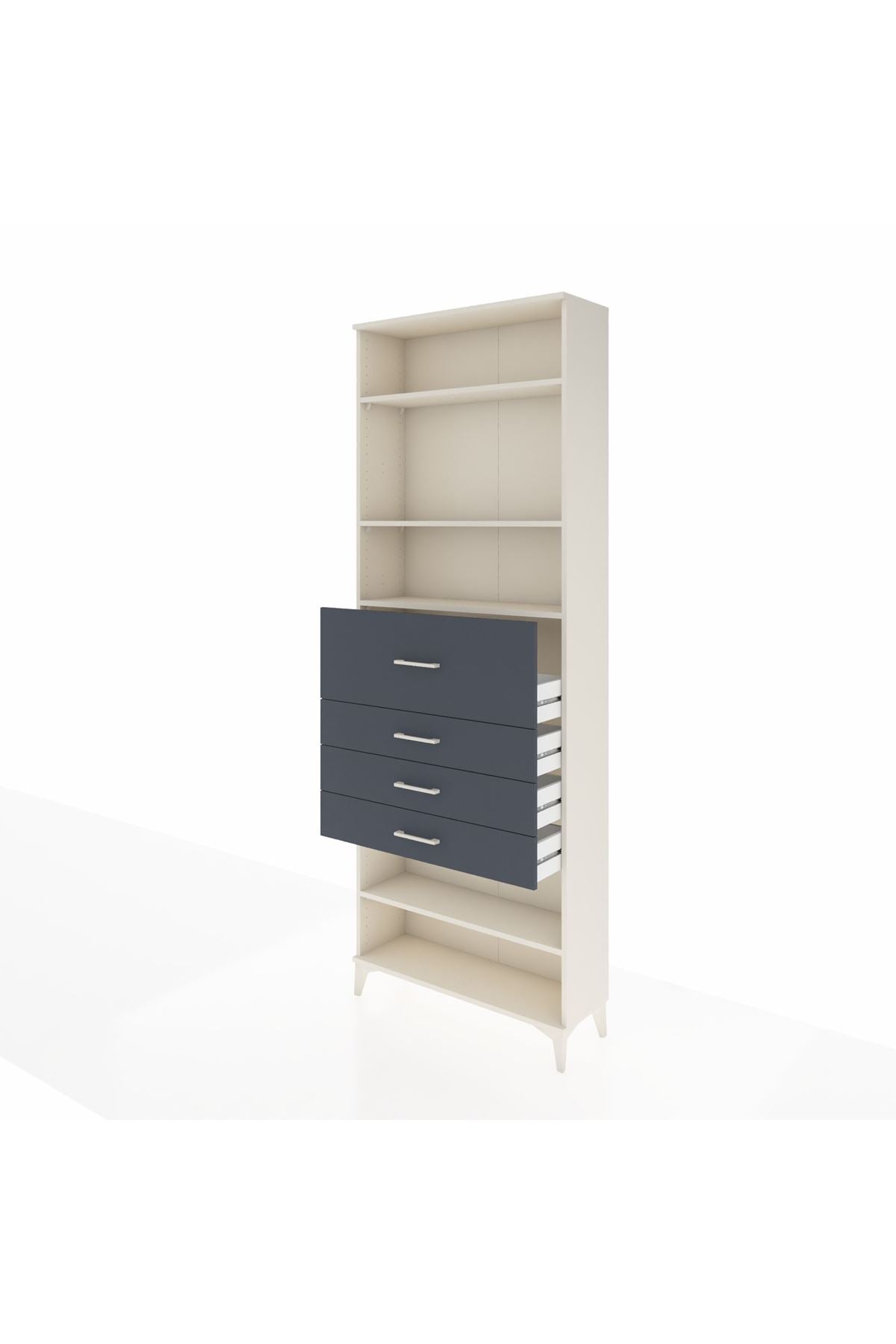 Arges Dolap 4 Raflı 4 Çekmeceli 88x30x243 Aytaşı-Antrasit