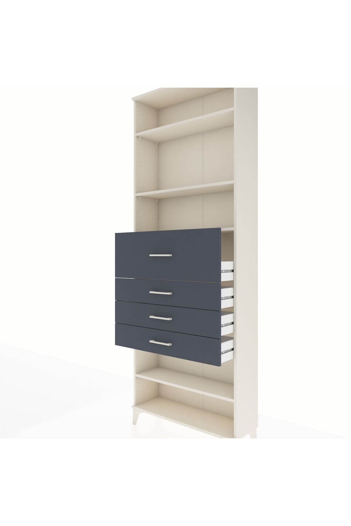 Arges Dolap 4 Raflı 4 Çekmeceli 88x30x243 Aytaşı-Antrasit