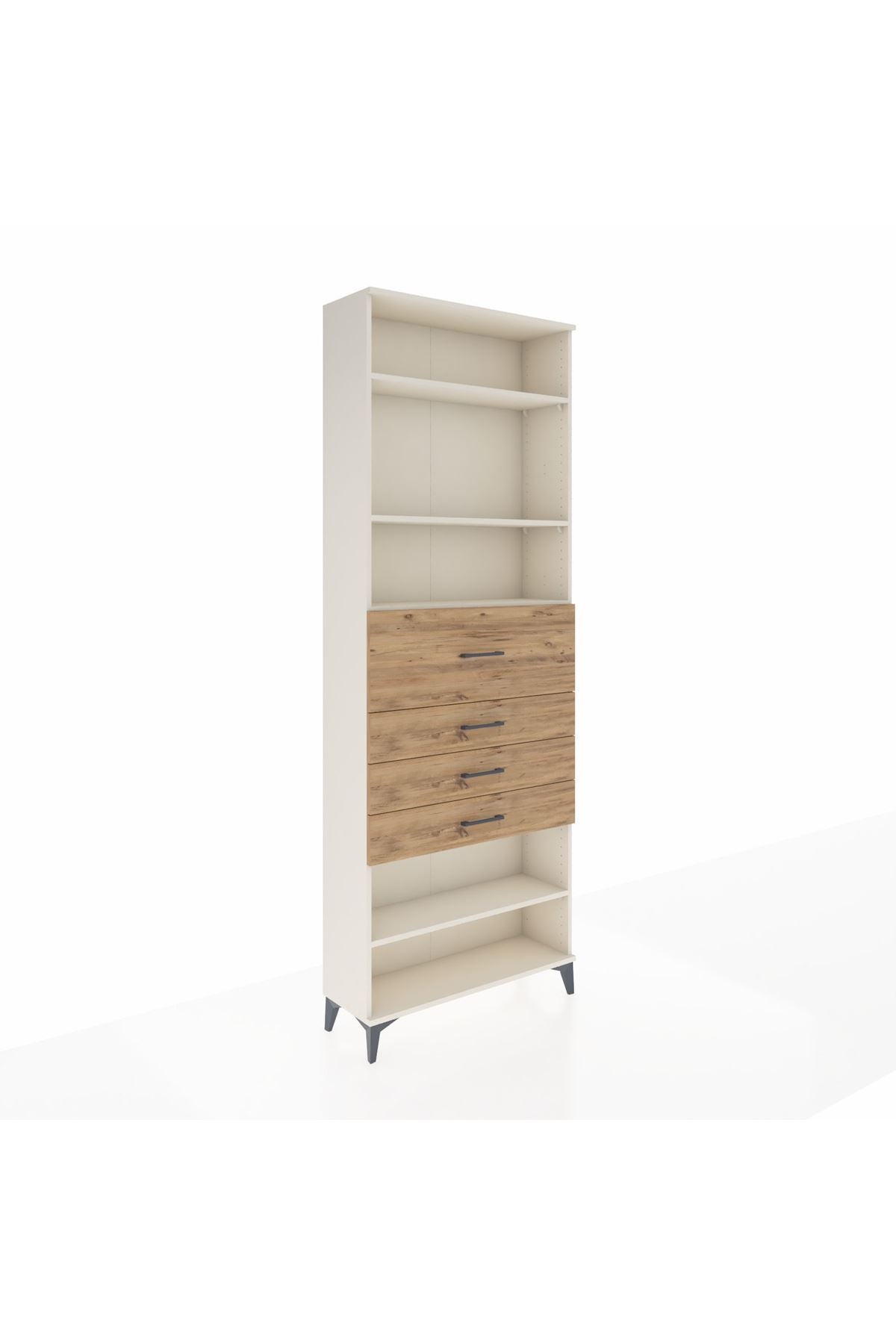 Arges Dolap 4 Raflı 4 Çekmeceli 88x30x243 Aytaşı-Çam