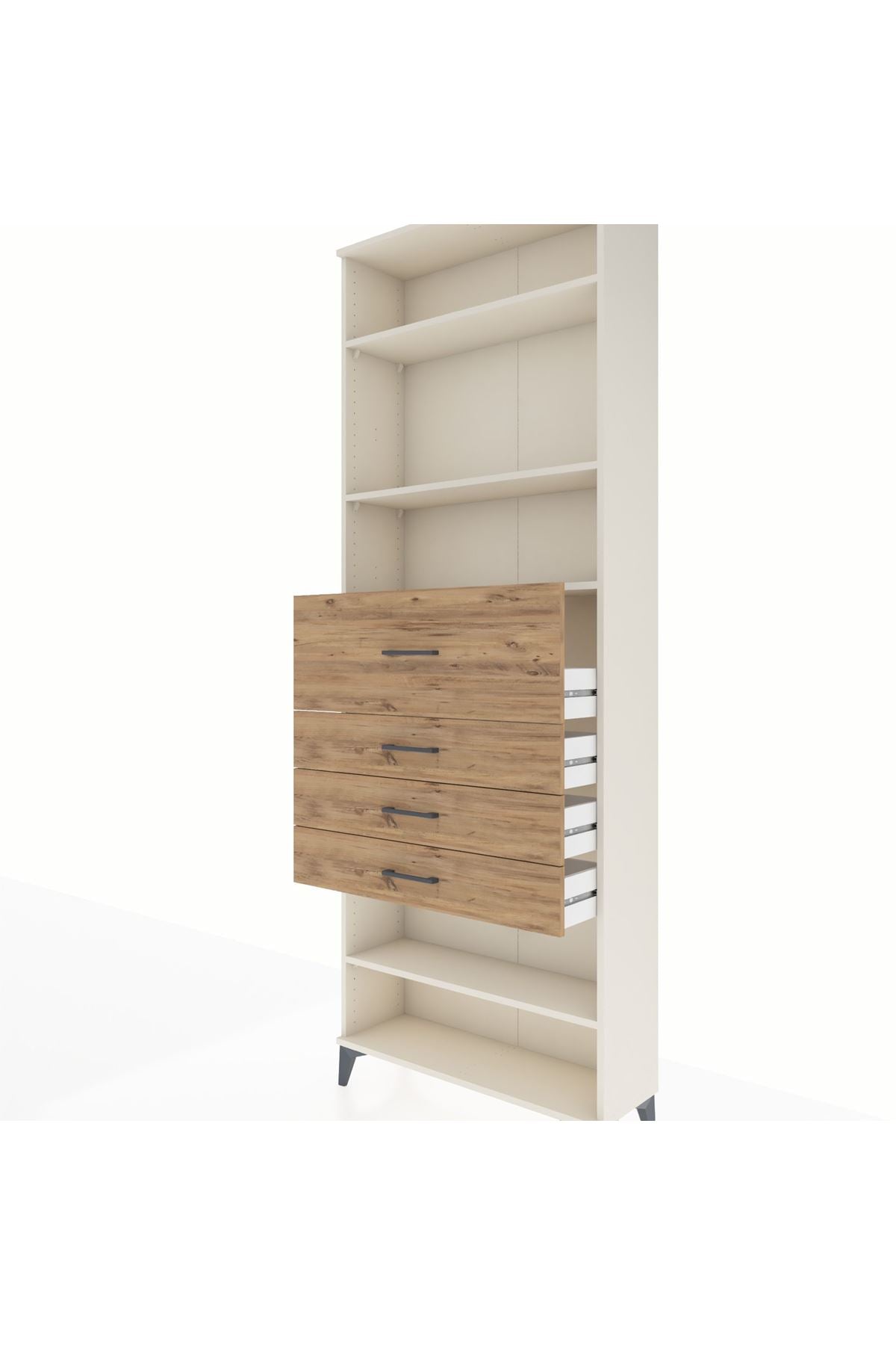 Arges Dolap 4 Raflı 4 Çekmeceli 88x30x243 Aytaşı-Çam