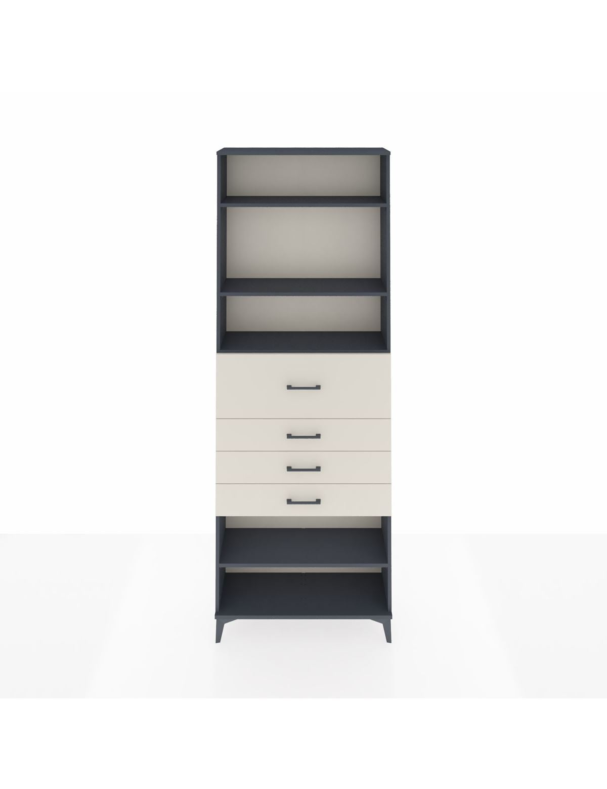 Arges Dolap 4 Raflı 4 Çekmeceli 88x30x243 Antrasit-Aytaşı