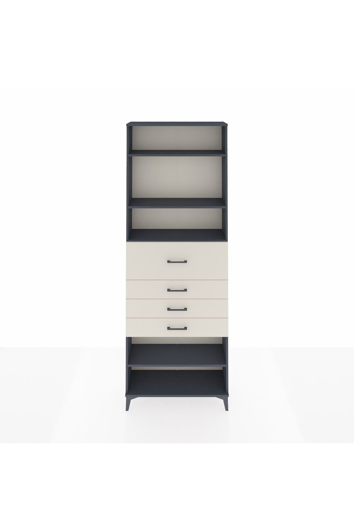Arges Dolap 4 Raflı 4 Çekmeceli 88x30x243 Antrasit-Aytaşı