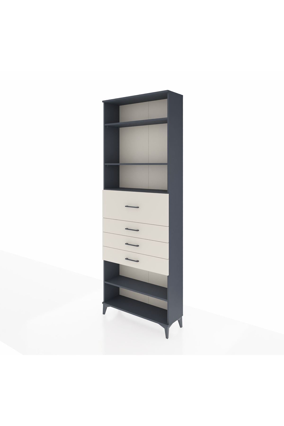 Arges Dolap 4 Raflı 4 Çekmeceli 88x30x243 Antrasit-Aytaşı