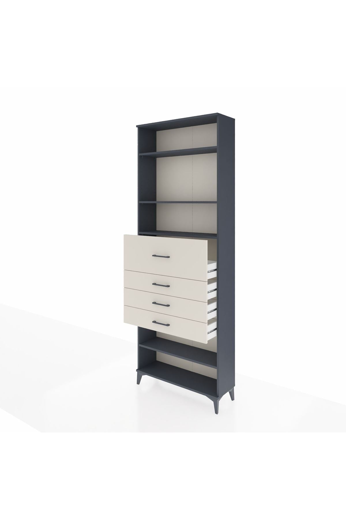Arges Dolap 4 Raflı 4 Çekmeceli 88x30x243 Antrasit-Aytaşı