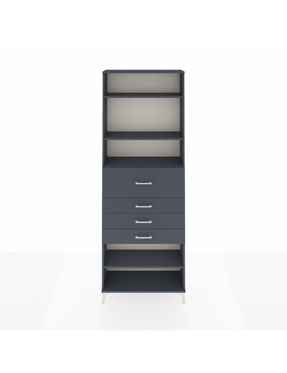 Arges Dolap 4 Raflı 4 Çekmeceli 88x30x243 Antrasit-Antrasit