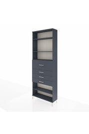 Arges Dolap 4 Raflı 4 Çekmeceli 88x30x243 Antrasit-Antrasit