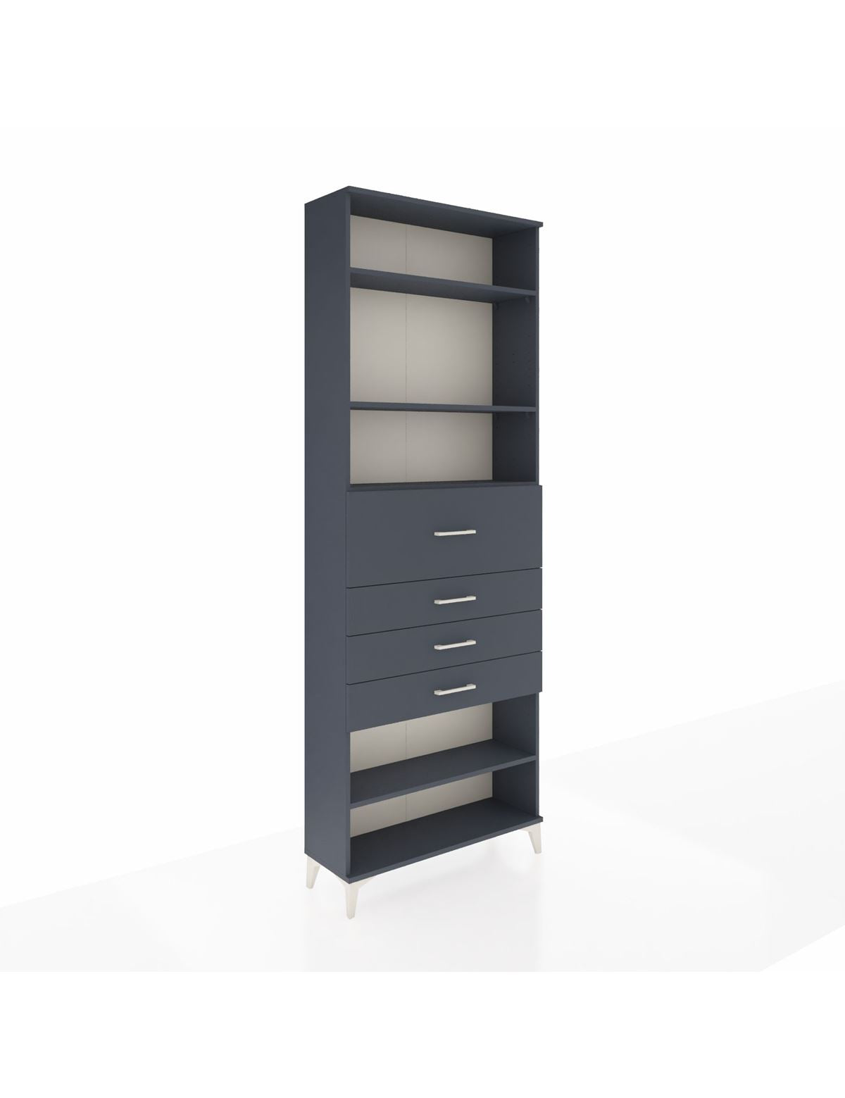 Arges Dolap 4 Raflı 4 Çekmeceli 88x30x243 Antrasit-Antrasit